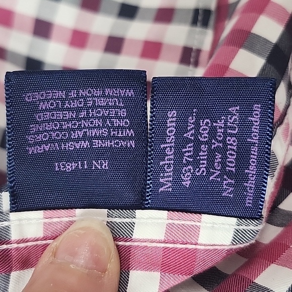 MICHELSON LONDON MENS BUTTON-DOWN PLAID WITH PAISLEY ACCENT CUFFS SIZE MEDIUM - Picture 11 of 11